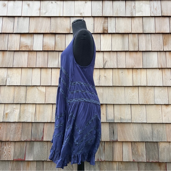 Free People Blue Polka Dot Voile and Lace Trapeze Slip Dress, S - Picture 13 of 15